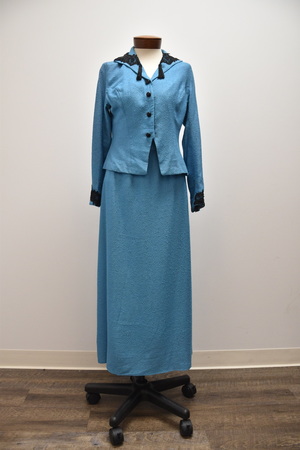 1910s Turquoise Womens Skirt Suit