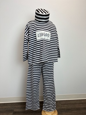 Black and White Prison Inmate Costume