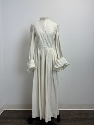 White Dress with Lace collar and pleated skirt