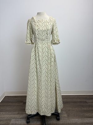 Cream Floral Print Calico Gown