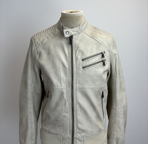 White Distressed Leather Motorcycle Jacket