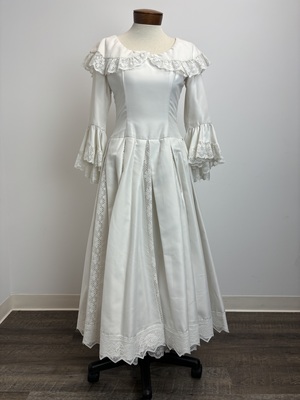White Edwardian Dress with Lace Trim 