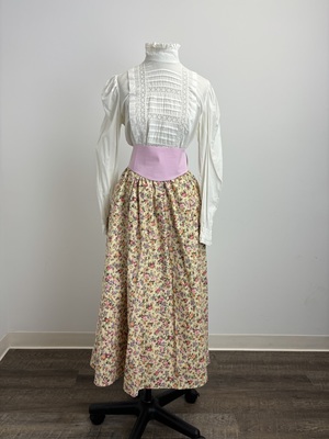 Victorian/Edwardian Shirtwaist and Cream/Pink Floral Calico Skirt