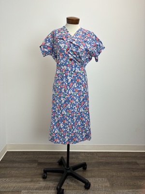 Vintage 1950's Blue Cotton Housedress