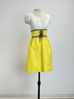Yellow and White Traditional Austrian Dress