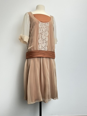 Apricot 1920's Chiffon and Lace Dress