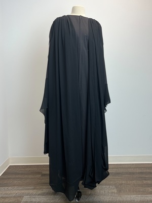 Black Witches Dress with Long Ruffled Sleeves