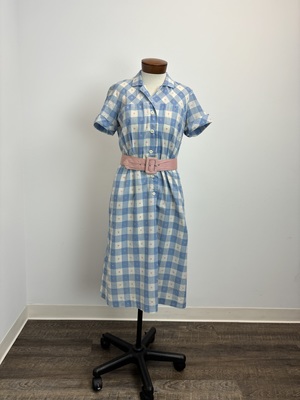 Vintage 1950's Blue Gingham Dress