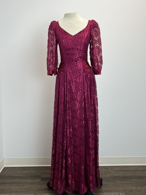 Vintage 1980's Magenta Lace Prom Dress
