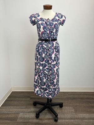 Vintage 1950's Blue Coin Pattern Dress