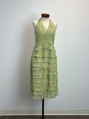 Vintage 1980's Light Green Chiffon Halter Dress