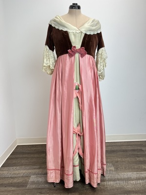 Brown Velvet and Pink Satin Colonial Gown