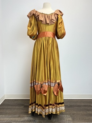 Copper, Brown and Dark Gold Silk Victorian Gown