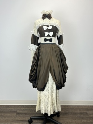 Ascot Dress with Bows and Black Overskirt/Lace Underskirt