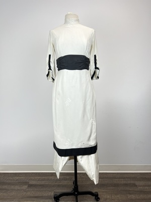 Ascot White Embroidered Dress with Black Sash