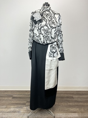 Ascot Dress with Swirled Top and Black SKirt