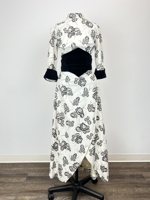 Ascot White Dress with Black Floral Print