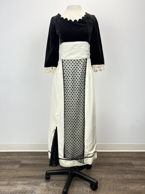 Ascot Dress with Black Velvet Bodice and Lace Front