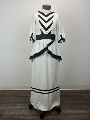 Ascot White Dress with Black Trim
