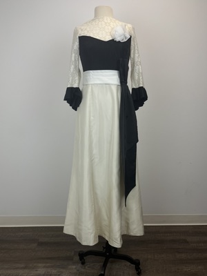 Ascot Dress with Black Bodice and White Skirt