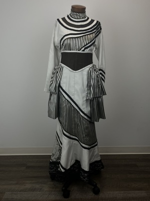 Ascot White Dress with Swirled Stripes