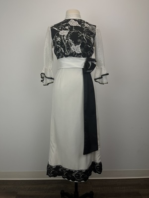 Ascot White Dress with Black Leaf Print Top