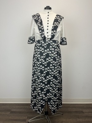 Ascot Dress with Abstract Print Skirt