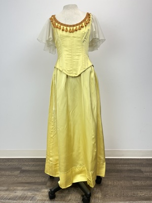 Yellow Satin Victorian Dress