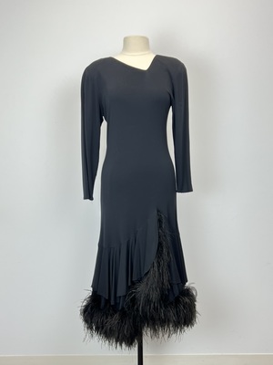Exquisite Costumes:: Exquisite Costumes:: Black Evening Dress with Ostrich  Feather Hem