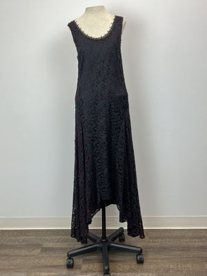 Black with Red Lace Sleeveless Dress