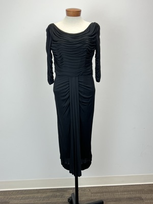 Vintage 1980's Black Ruched Evening Dress