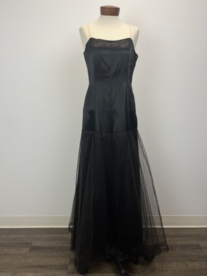 Black Satin and Tulle Slip Dress