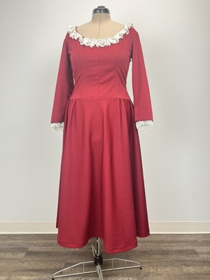 Victorian Red Gown with Lace
