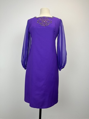 Vintage 60's Purple Cocktail Dress with Chiffon Sleeve