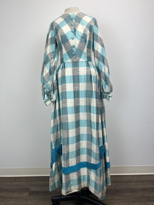Victorian Turquoise and Grey Plaid Day Dress