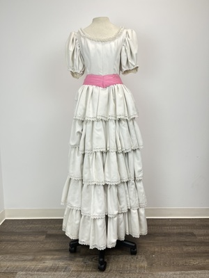 Victorian White Gown with Large Pink Bow
