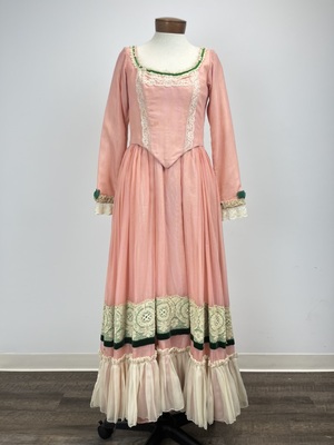 Victorian Peach Cotton Organza Dress 