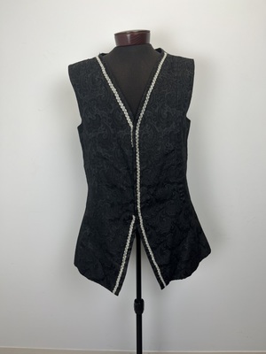 Black Brocade Waistcoat with Silver Trim