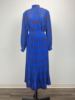 Vintage 70's Day Royal Blue and Red Circle Dress
