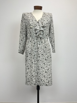 Vintage 70's Black and White Abstract Pattern Day Dress