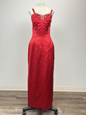 1930's Red Satin Evening Gown