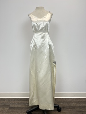 White Satin Slip Gown with Diamond Straps