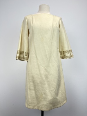 White Tweed Tunic with Greek Key Trim