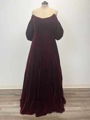 Victorian Dark Red Velvet Gown