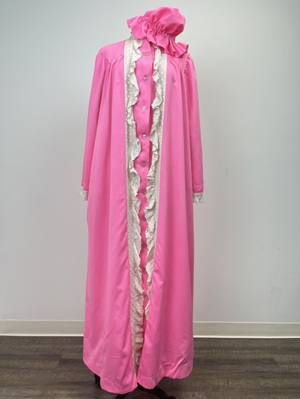 Vintage 1970's Bright Pink Nightgown and Cap