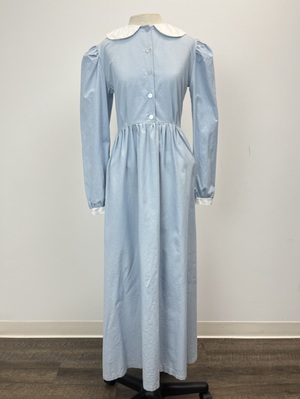Victorian Pale Blue Cotton Dress with White collar and cuffs