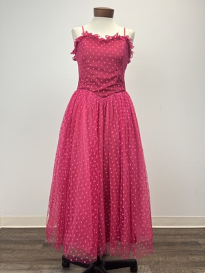 1950's Raspberry Polka Dot Tulle Dress