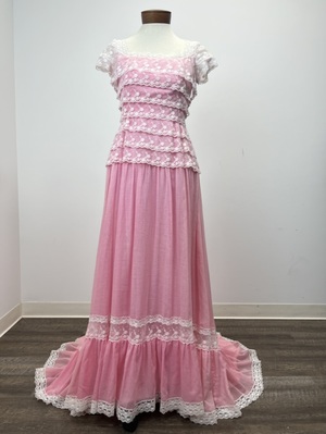 White Lace and Pink Cotton Lawn Gown
