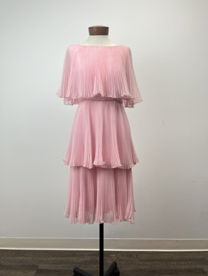 Vintage 1980's Pink Pleated Chiffon Dress