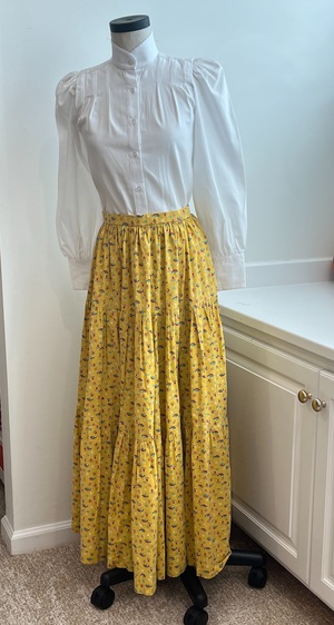 Vintage Yellow Cotton Calico Print Skirt